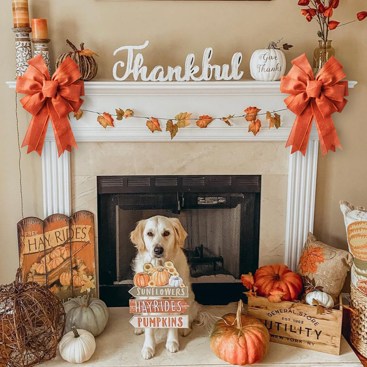 1 Pack Large Fall Bows, Thanksgiving Ora - Image 9