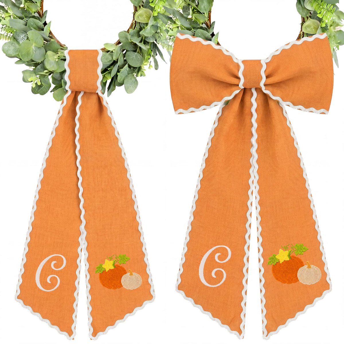 2 Pcs Fall Wreath Sash Letter C Monogram - Image 7
