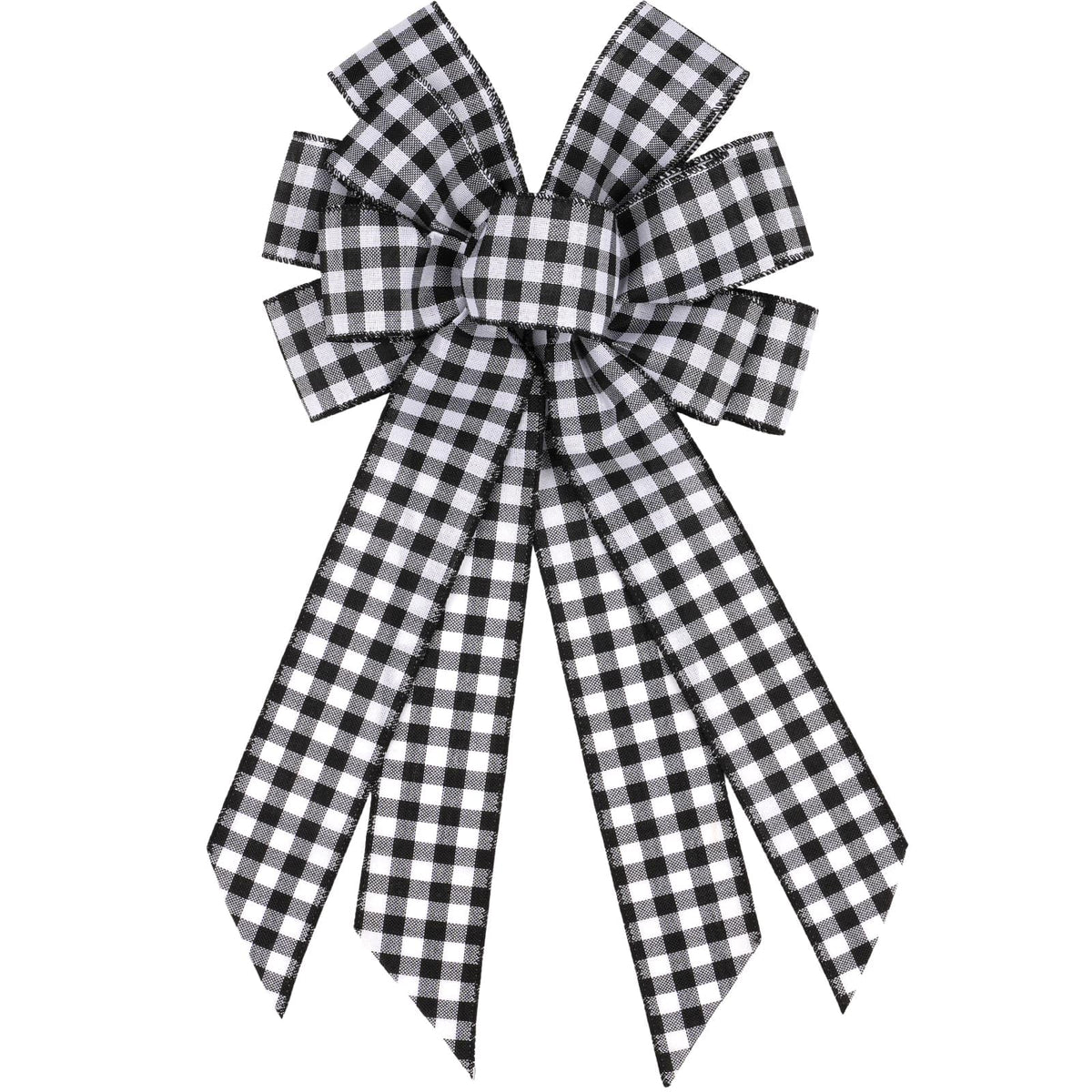YKW Large Buffalo Plaid Bow with Wired E - Image 7
