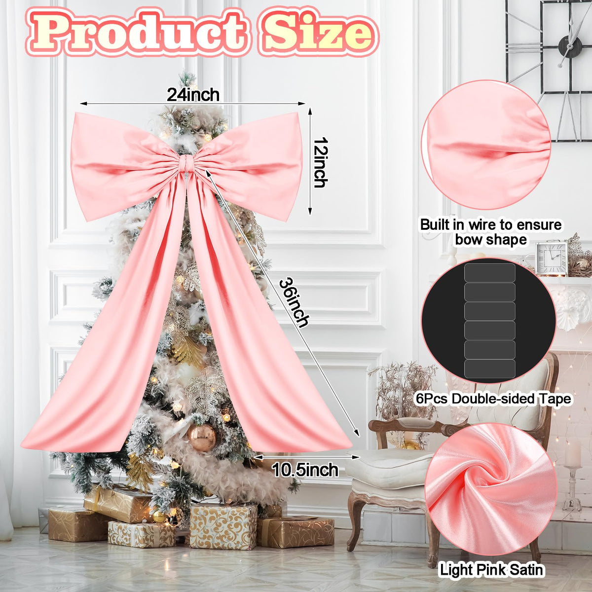 Wavwavw Pink Large Bow Decor Coquette fo - Image 9