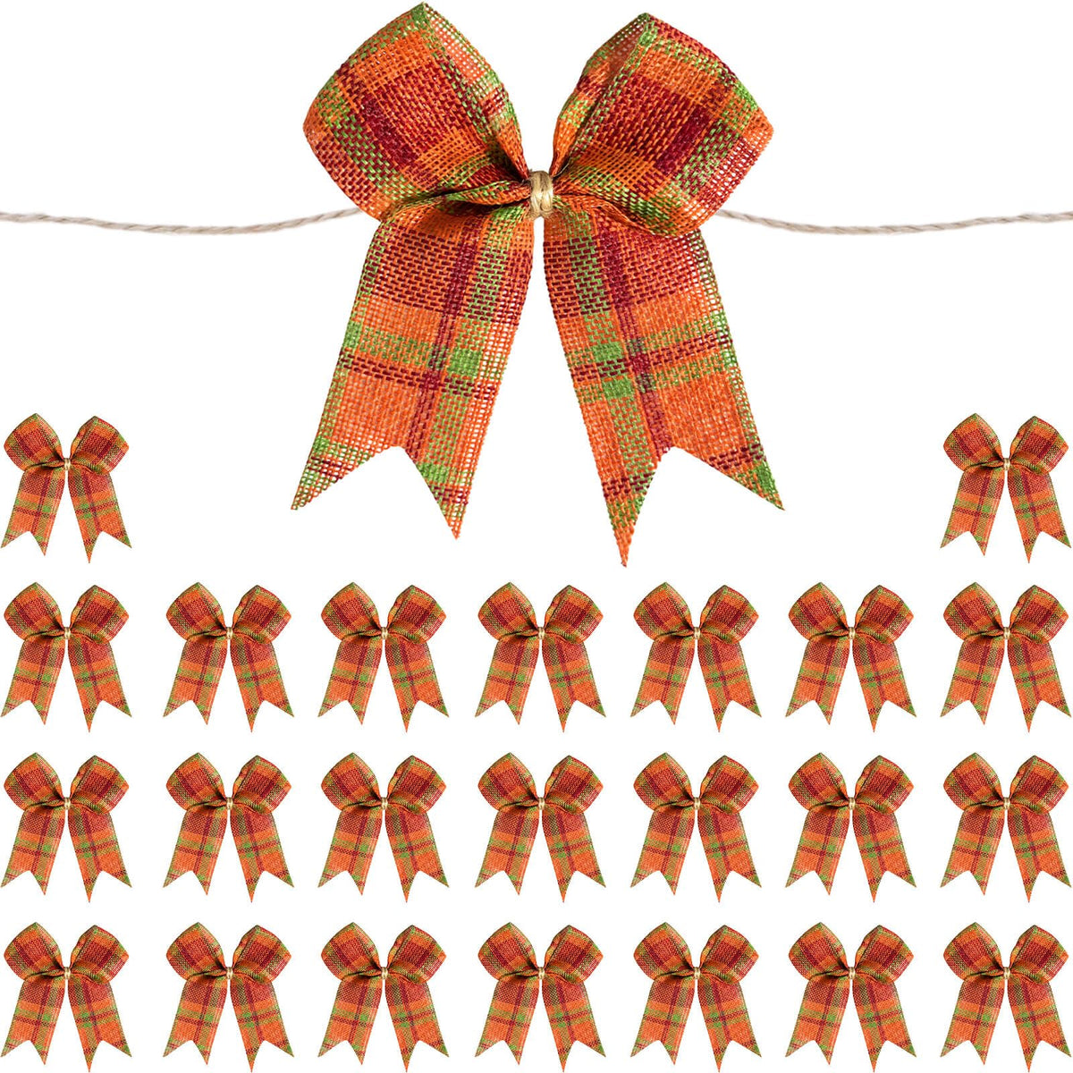 24 Pcs Mini Fall Plaid Bows, 3 Inch Smal - Image 3