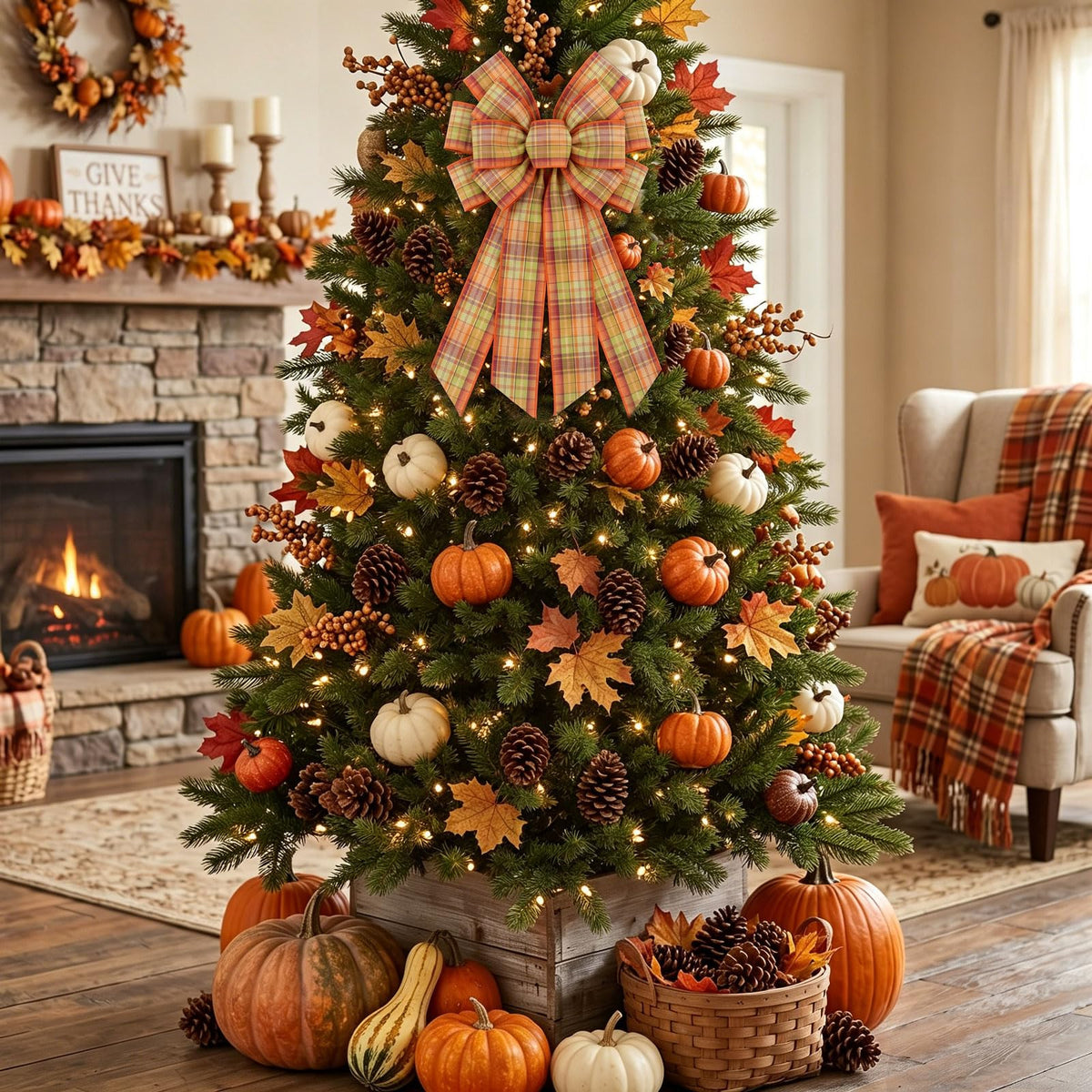 2 Pack Fall Plaid Wreath Bows 12.99x8.46 - Image 9