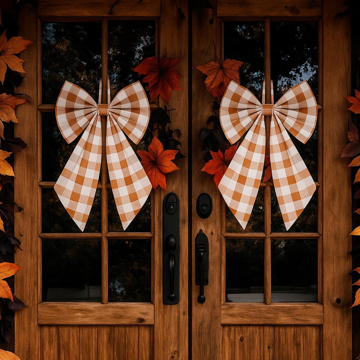 Suncalla 2 Pcs Orange Fall Plaid Wreath  - Image 7