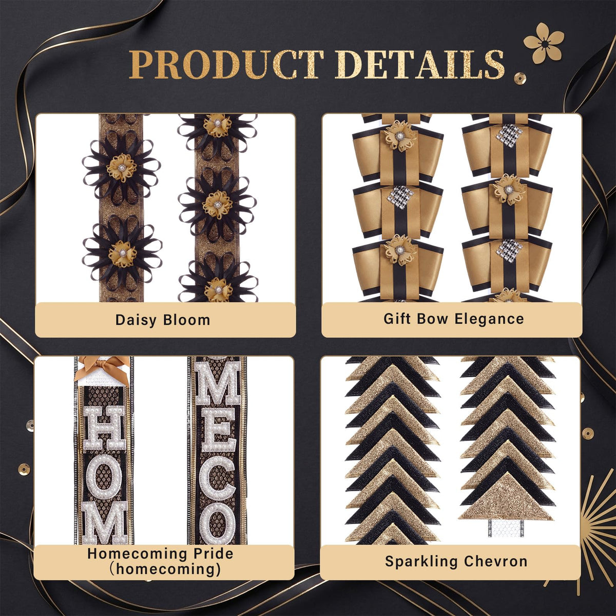 4 PCS Homecoming Mum Braid, 30 Inch, Bla - Image 9